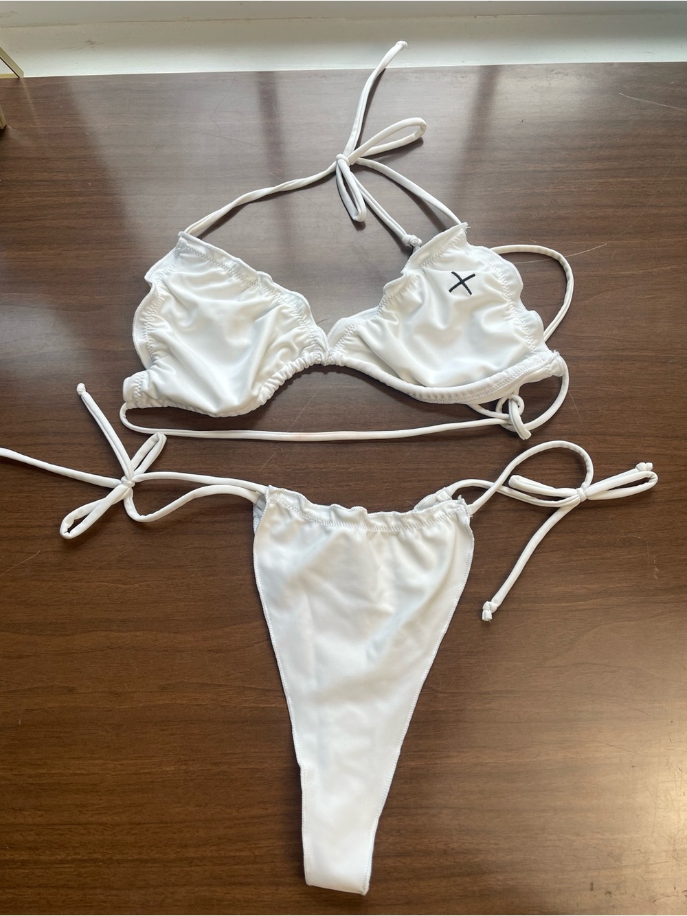 Boutine LA White String Triangle Bikini Set